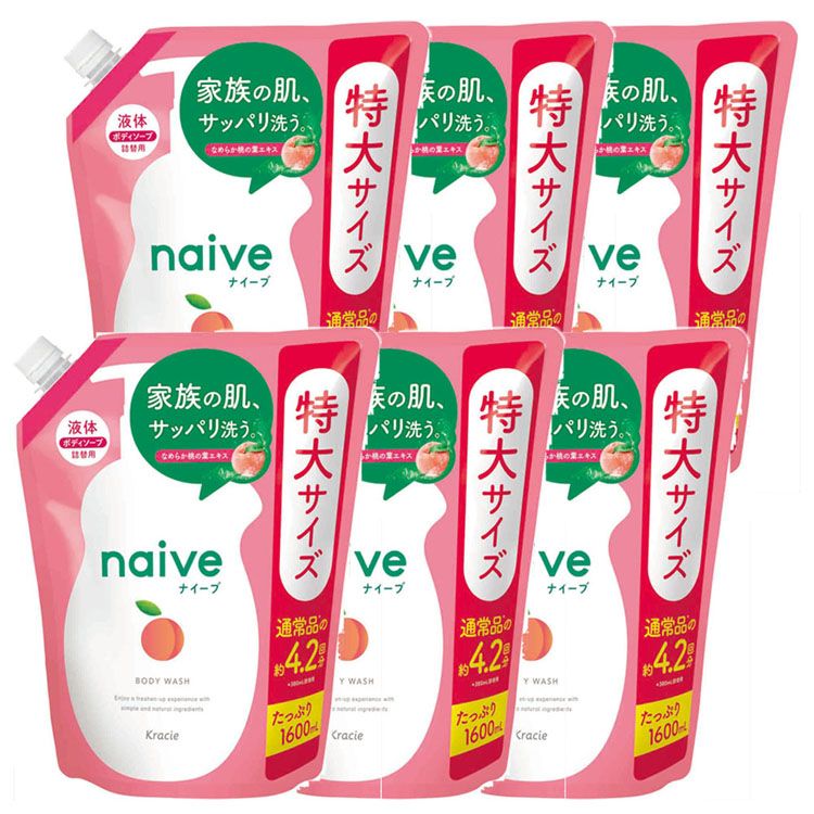 ＼50%ポイントバック～27日9:59迄／［6個セット］ナイーブボディソープ桃の葉詰替 1600ml 送料無料 ナイーブ ボディソープ 桃 桃の葉 詰替 1.6kg 大容量 液体 ボディシャンプー Kracie クラシエ【iris_dl03】