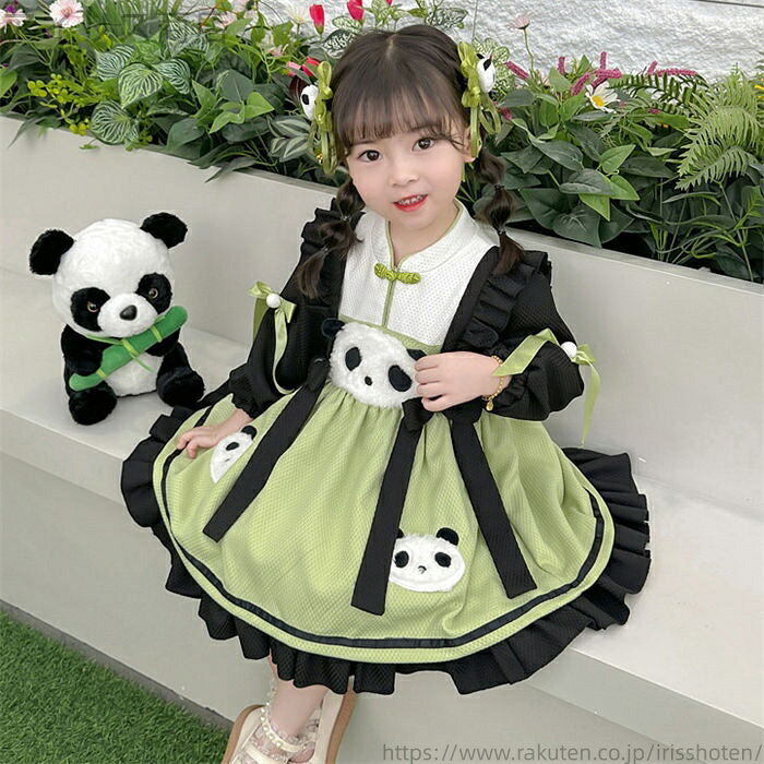 【送料無料】誕生日 新生児 イベント 子ども 女の子 可愛さ ワンピース+髪飾り 長袖 結婚式 panda 子供 ドレス ベビードレス 記念写真
