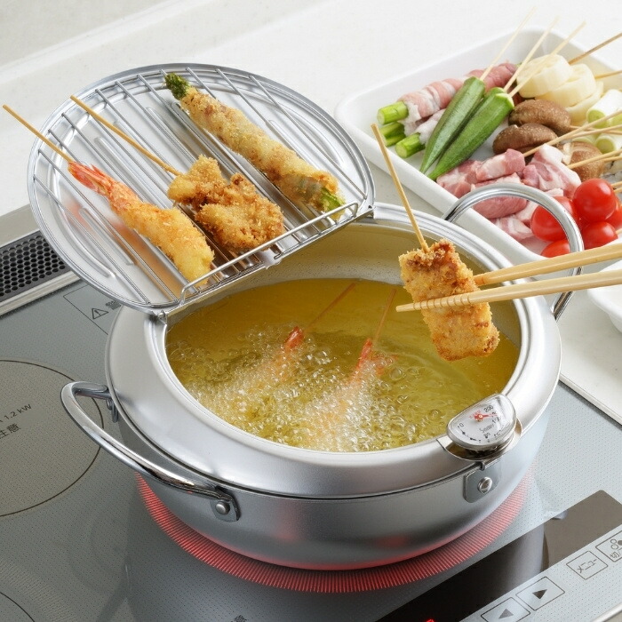 ヨシカワ 日本製 温度計付き 天ぷら鍋 フタ付 24cm Sj1025 両手鍋 味楽亭ii シルバー Ih対応 Ih Lojascarrossel Com Br
