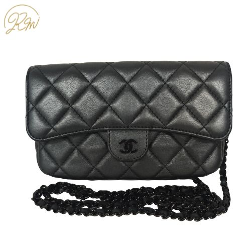 【中古】CHANEL シャネル ショルダーバッグ マトラッセ ショルダーウォレット 電話機入れもの ショルダーバッグ 黒いこと レディース 子ヒツジ バッグ-レディースバッグ-バッグ・小物・ブランド雑貨