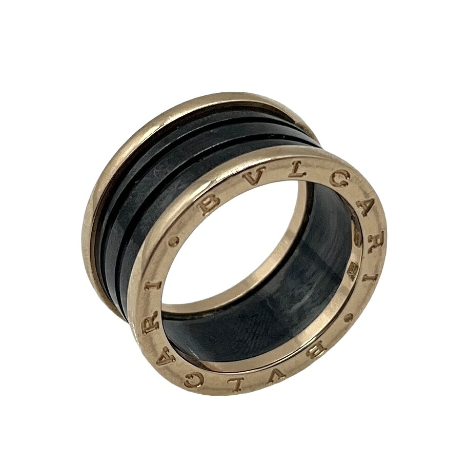 【中古】BVLGARI ブルガリ ビーゼロワン　セラミック K18PG（ピンク） リング・指輪 19号 ゴールド ブラック メンズ 3バンド　ブラック