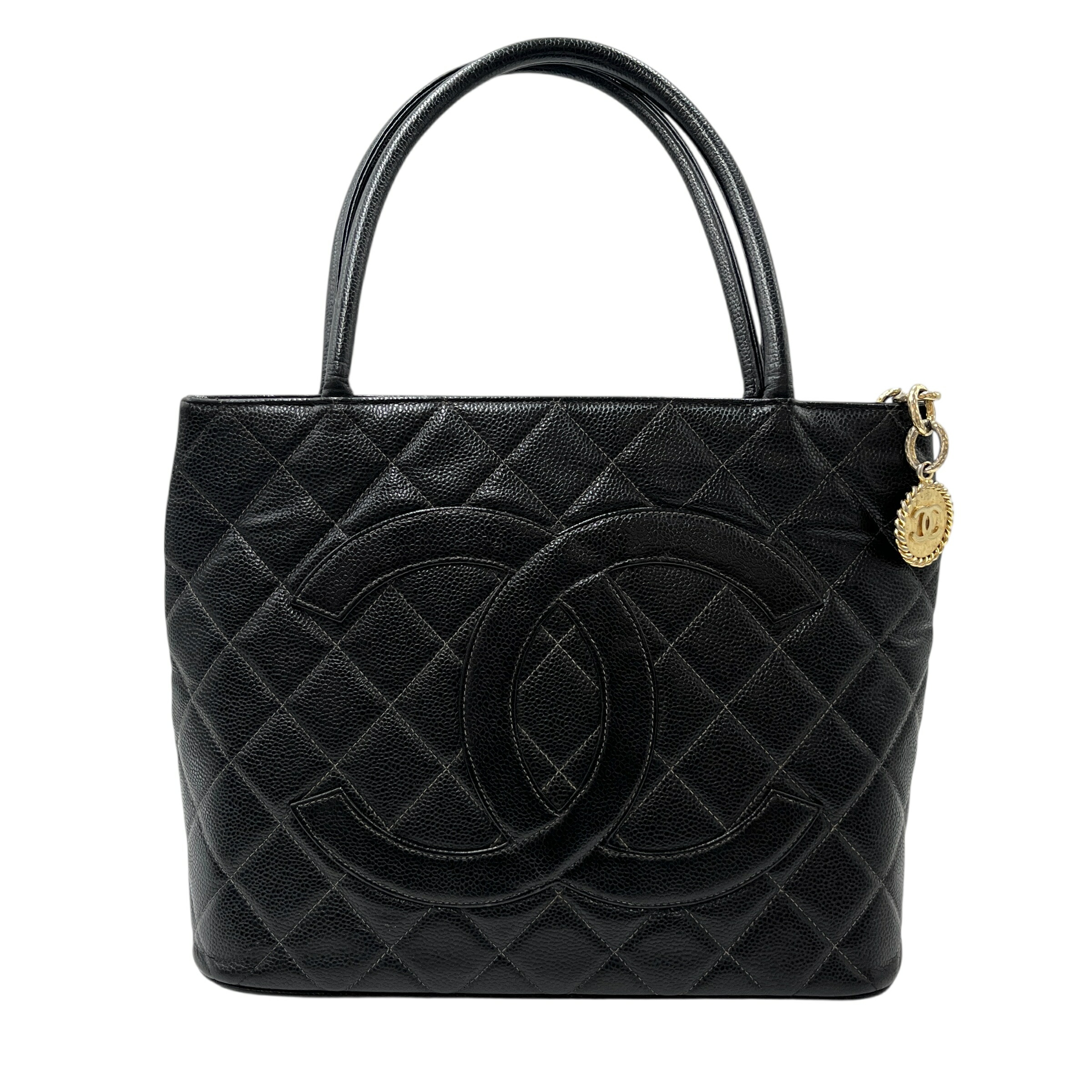 【中古】CHANEL シャネル 復刻トートバッグ  キャビアスキン トートバッグ ブラック レディース ココマーク