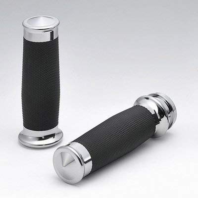 バイクパーツ グリップ アルミビレット製 ローレットラバー 128mm φ35mm 非貫通タイプ｜いろどりセレクト