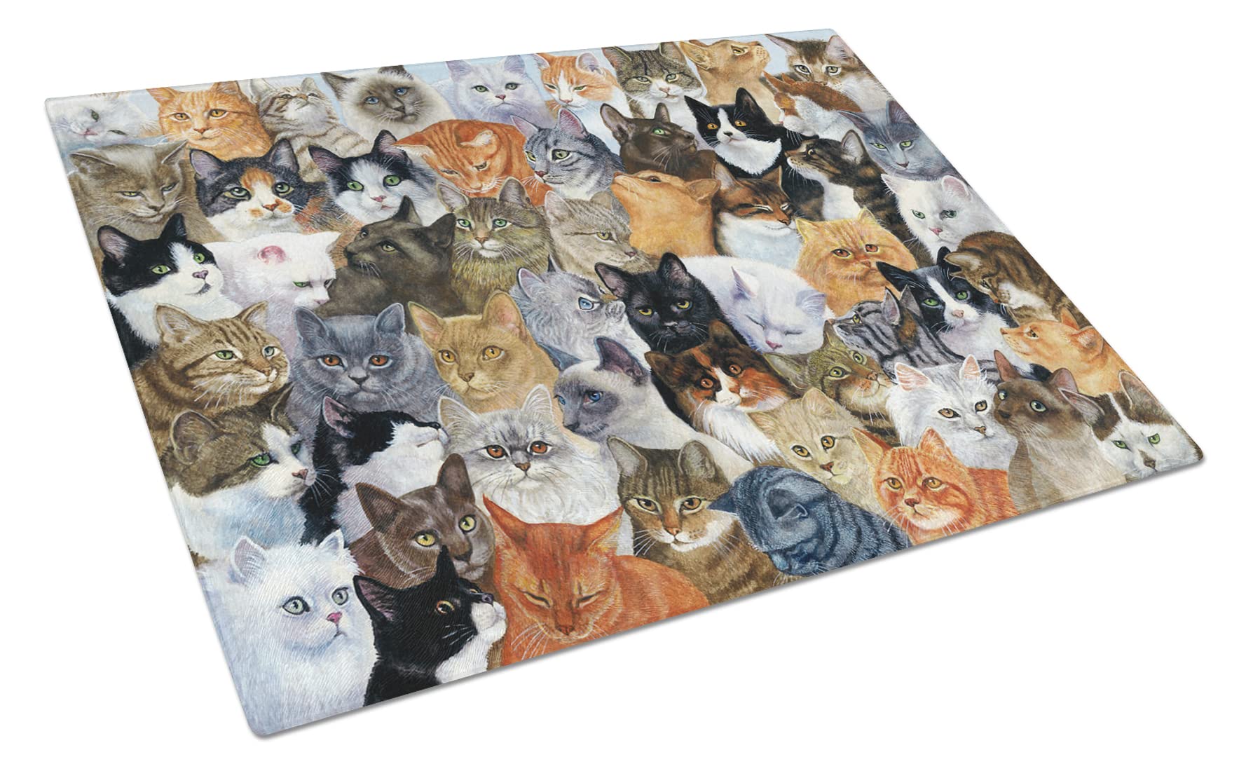 猫柄 ガラスまな板 L 高さ12インチ 幅16インチ マルチカラー｜いろどりセレクト
