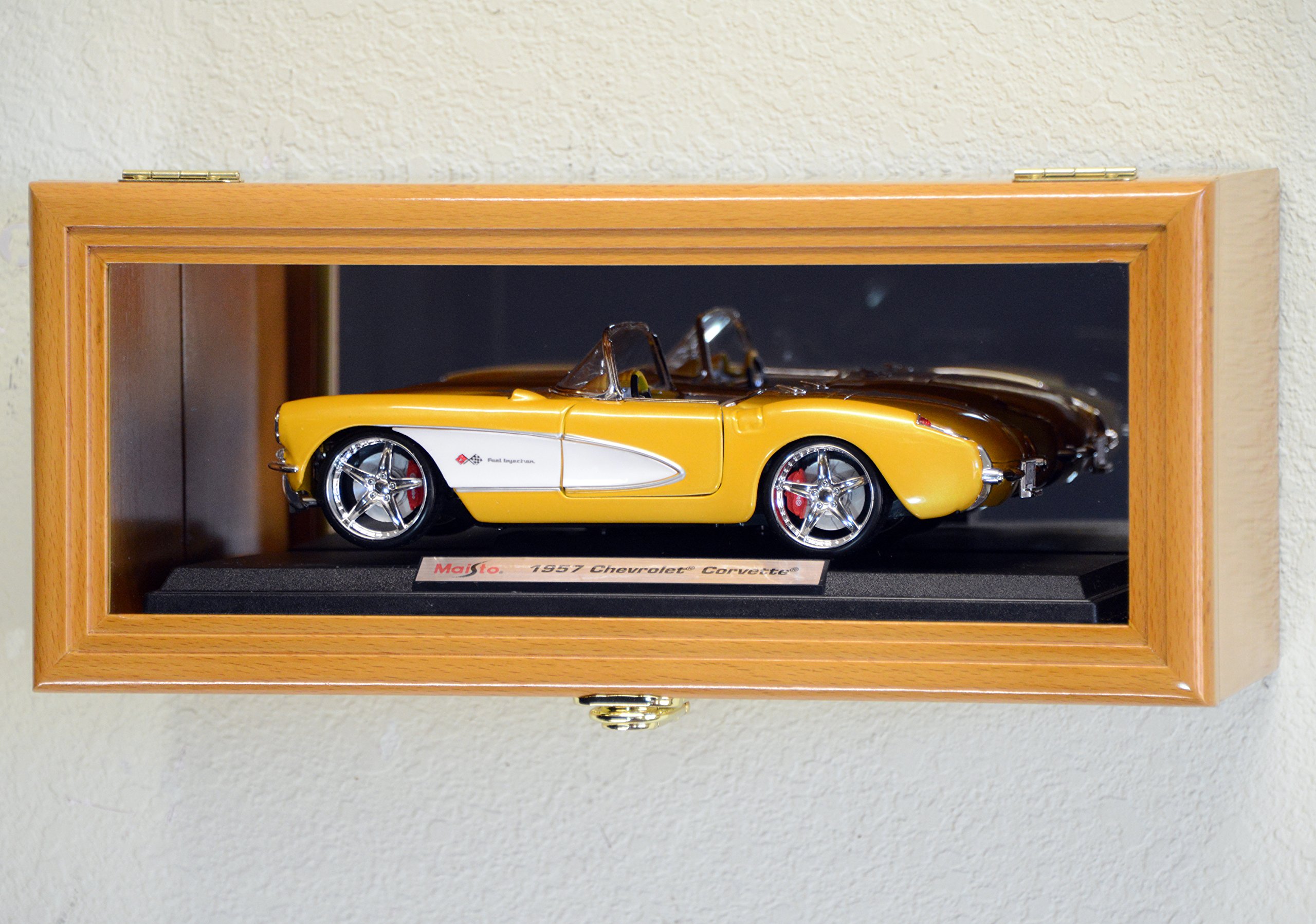 1 18スケール ダイキャストモデルカー ディスプレイケース キャビネットホルダーラック UV98% ミラーバック ロック可能 オーク仕上げ｜いろどりセレクト 22,651円