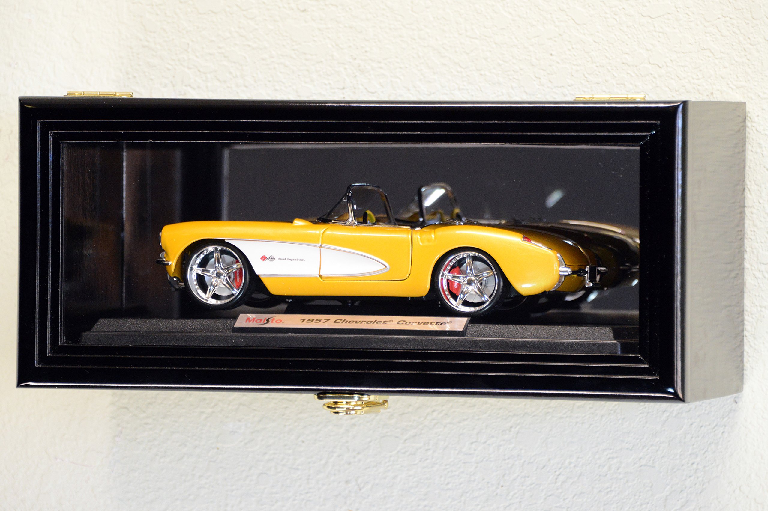 1 18スケール ダイキャストモデルカー ディスプレイケース キャビネット ホルダーラック UVカット ロック可能 ミラーバック ブラック仕上げ|いろどりセレクト
