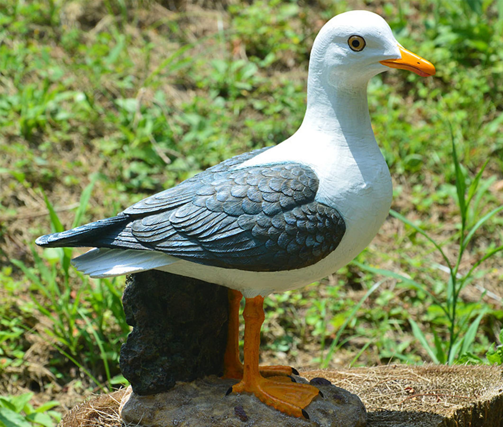 カモメの屋外像 庭の鳥の像 海鳥の彫刻 ビーチの彫像装飾 樹脂アニマルオーナメント 海岸ビーチ装飾 パティオ装飾 屋外テーブル装飾 庭 テラス 芝生 庭用｜いろどりセレクト