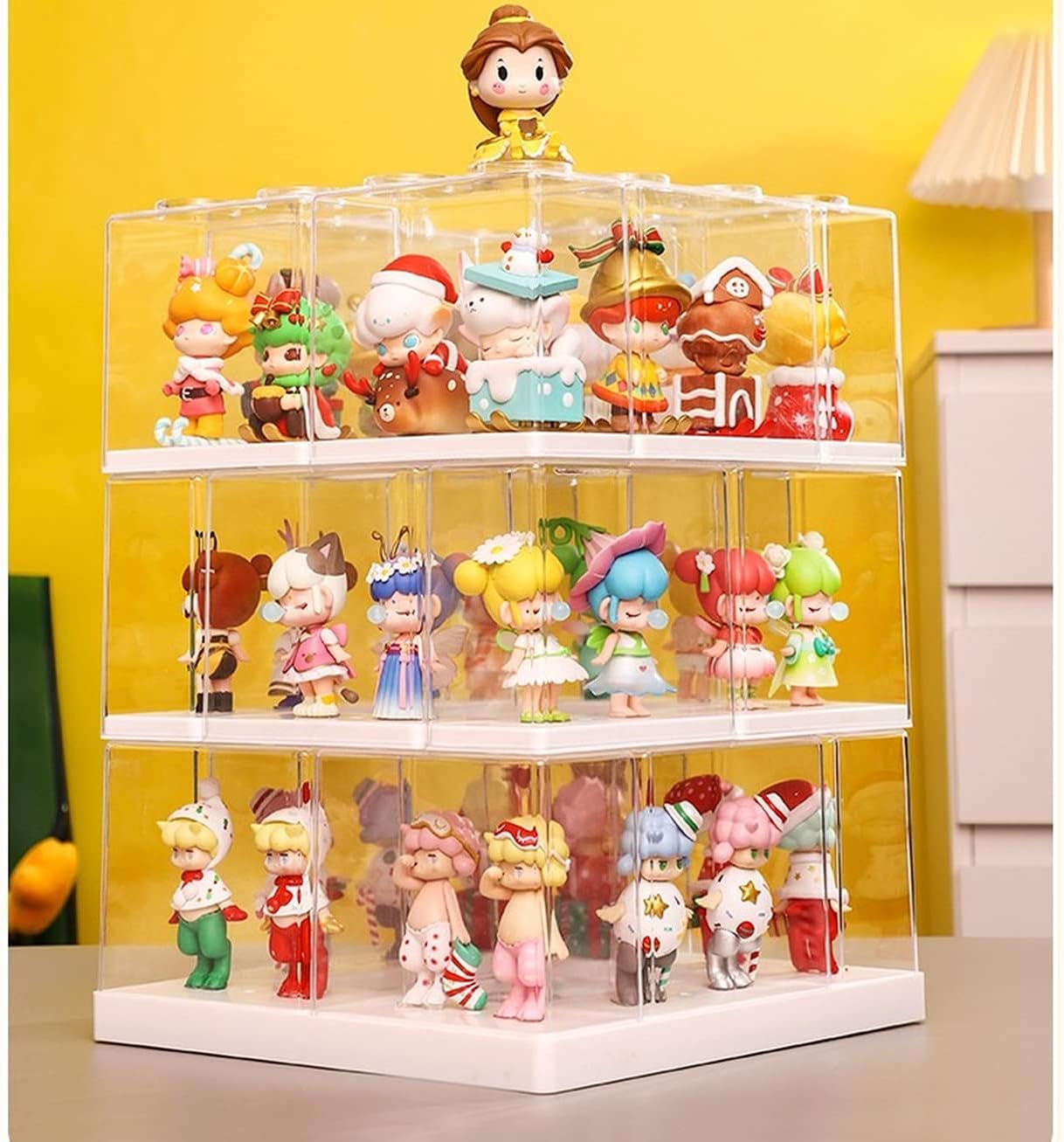 コレクションケース フィギュアケース ディスプレイケース 回転 重ね合わせ 陳列ケース クリアボックス 展示ケース 模型 陳列棚 防塵 透明 アクリル 化粧品 収納 飾り棚 モデル 収納ボック|いろどりセレクト