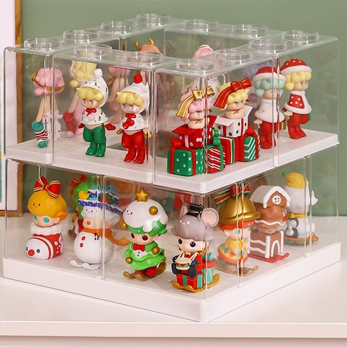 コレクションケース フィギュアケース ディスプレイケース 回転 重ね合わせ 陳列ケース クリアボックス 展示ケース 模型 陳列棚 防塵 透明 アクリル 化粧品 収納 飾り棚 モデル ボックス|いろどりセレクト
