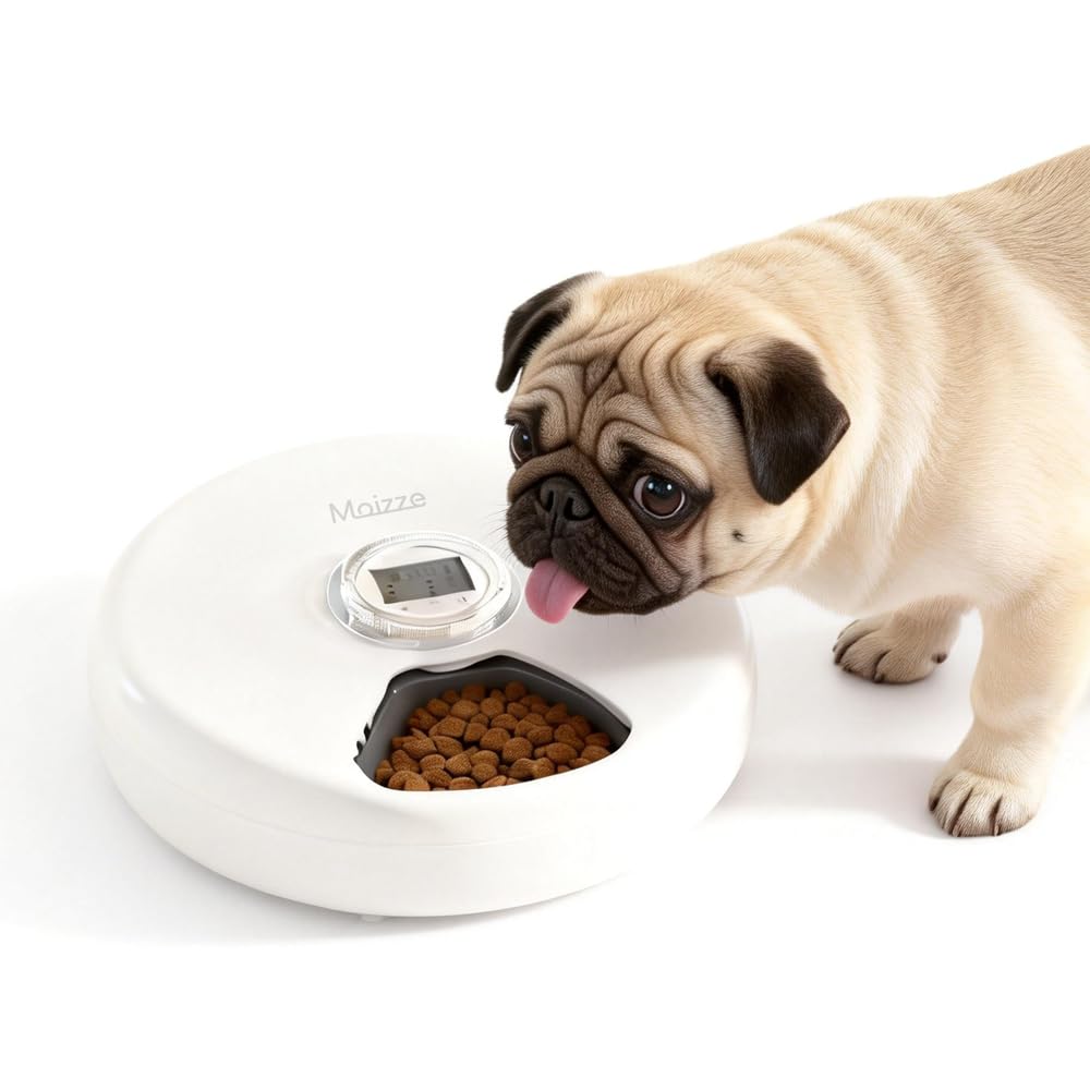 自動給餌器 猫 犬 6食 ウェットフード 手作り料理 自動餌やり機 犬猫用 タイマー ペット 給餌器 おやつ フリーズドライ 缶詰 パウチ コードレス｜いろどりセレクト