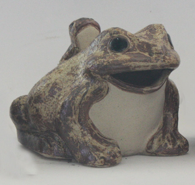 口あき蛙(子1匹)10号信楽焼陶器置物かえる彩り屋_