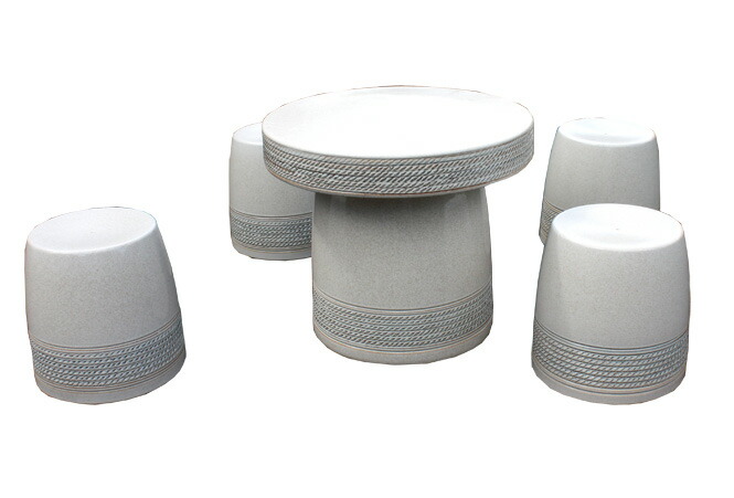 信楽焼　カスミ唐草テーブルセット 楽天市場】信楽焼 ガーデンテーブル 20号 カスミ唐草テーブル