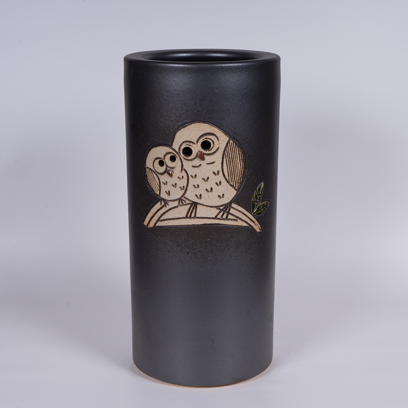 陶器 傘立て 収納家具 信楽焼 陶器 彩り屋 彩り屋 傘立て 送料無料 おしゃれ 傘立 ふくろう ブラック 信楽焼き 信楽焼 陶器 傘立て