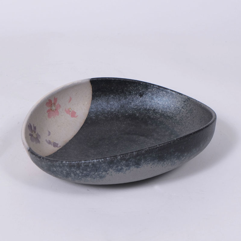 信楽焼 陶器 花絵楕円盛鉢 ピンク×紫 キッチン 和食器 盛鉢 皿 器 うつわ 贈り物 プレゼント ギフト 送料無料 彩り屋