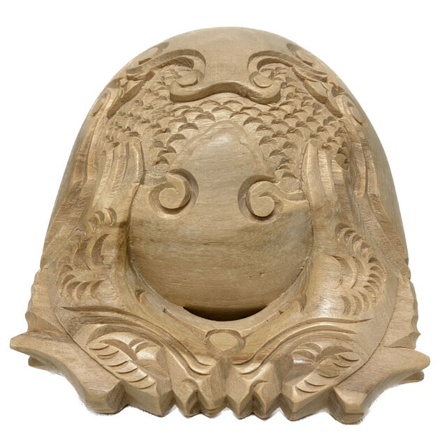 【店卸し資産取り計らう】仏具 楠 木魚 上彫り ４.５寸 Ａ 鳴物 天台宗 真言宗 浄土宗 曹洞宗 臨済宗
