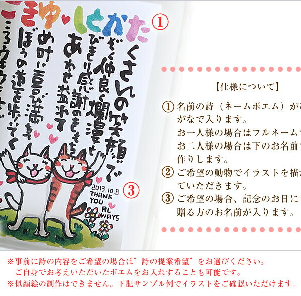 にじいろのフラワー 名前詩 イラスト 手描き 結婚祝い 両親贈呈ギフト 結婚 新築祝い 時計 誕生日プレゼント 名前の詩