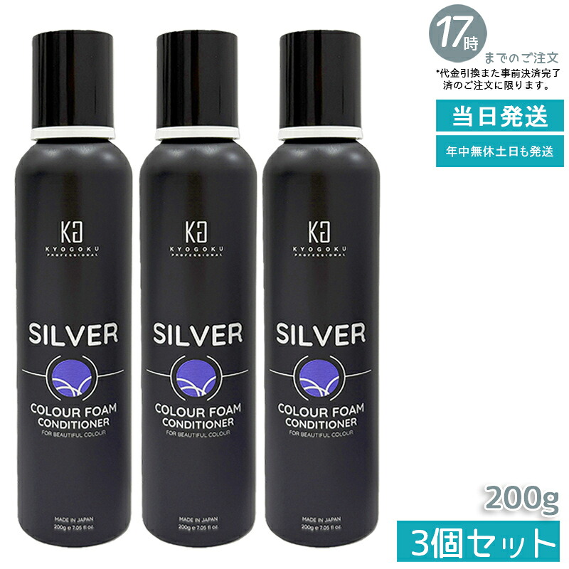 【3本セット】KYOGOKU シルバーカラーフォーム コンディショナー 200g 炭酸 高濃度炭酸 カラーコンディショナー 泡タイプ 紫 カラートリートメント 泡 白髪ケア カラーケア ヘアカラー ダメージケア 保湿 日本製 サロン専売 美容室専売 KG 京極 キョウゴク 正規品 送料無料