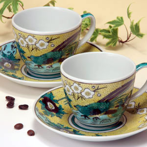 楽天市場】九谷焼 ペアコーヒーカップ＆ソーサー 花唐草 おしゃれ