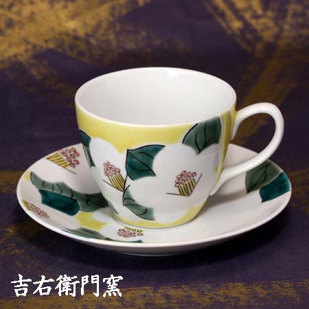 茶器 九谷焼 コーヒー カップ ソーサー 3F 九谷焼 金彩 色絵 梅に鳥