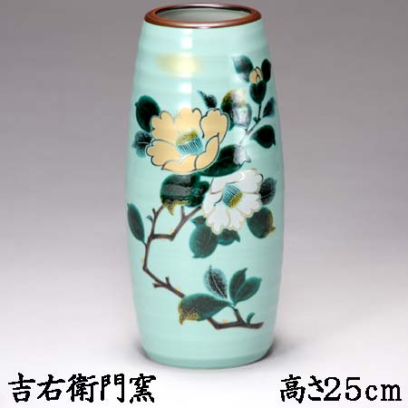 仏壇用花瓶 仏間用花瓶 九谷焼 仏壇用花瓶 九谷焼 仏間用花瓶 フラワーベース ８号花瓶 金銀彩山茶花 仏壇花瓶 仏間花瓶 仏間 仏壇