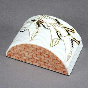 九谷焼 香炉 香合 小紋白鶴 香器 仏具 陶器｜九谷焼 窯元 吉右衛門窯