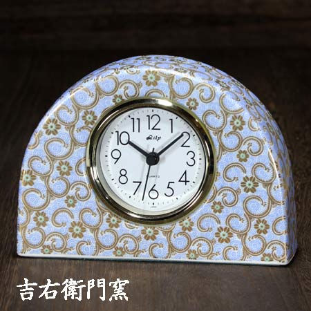 九谷焼 置き時計 Ｓ 青彩唐草 時計 置時計 おしゃれ クロック clock