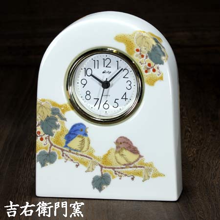 九谷焼 置き時計 Ｌ 吉田屋雀 時計 置時計 おしゃれ クロック clock｜九谷焼 窯元 吉右衛門窯