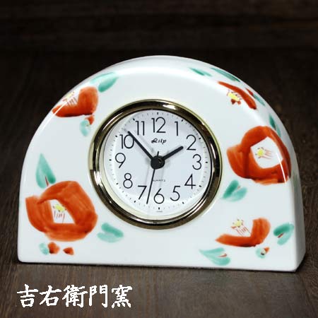 九谷焼 置き時計 Ｓ 花椿 時計 置時計 おしゃれ クロック clock