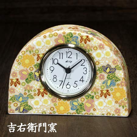 卓上 置時計 クロック 置時計 置き時計 かわいい 時計 記念 乾電池 Clock ｓ おしゃれ 金婚 米寿 定年 結婚 退職 還暦 喜寿 傘寿 九谷焼 置き時計 ｓ 極上花詰 白 時計 置時計 おしゃれ クロック Clock 九谷焼 窯元 吉右衛門窯