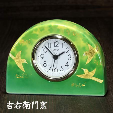 九谷焼 置き時計 Ｓ 釉裏金鳥 時計 置時計 おしゃれ クロック clock