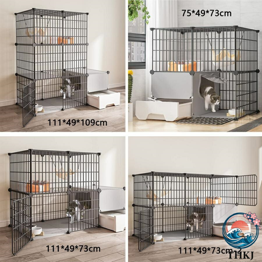 【全品2点で5%OFF】猫伏せ篭 室内用便器付 大型 キャットケージ 伏せ篭 ゲージ 愛玩動物 猫 もの言う花 猫 伏せ篭屋内猫もの言う花倶楽部 ゲージ キャットタワー 競技場 部屋の入り口付き添い人 ワ Black-Yellow