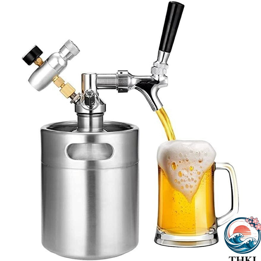 【全品2点で5%OFF】ビール樽 2L ビール醸造 ステンレス鋼 ミニ樽 加圧ビール樽 調整可能なビールタップ蛇口 ビール樽ディスペンサーシステム ビールサーバー 樽