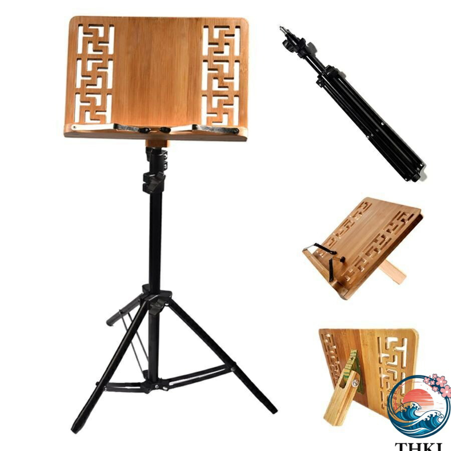 【全品2点で5%OFF】譜面台、木製の楽譜立て、折りたたみ可能 木製の譜面台、譜面台 アンティーク、楽譜台、木製の譜面台、2イン1着脱式楽譜立て、折り畳み式 調整可能な高さ 軽量