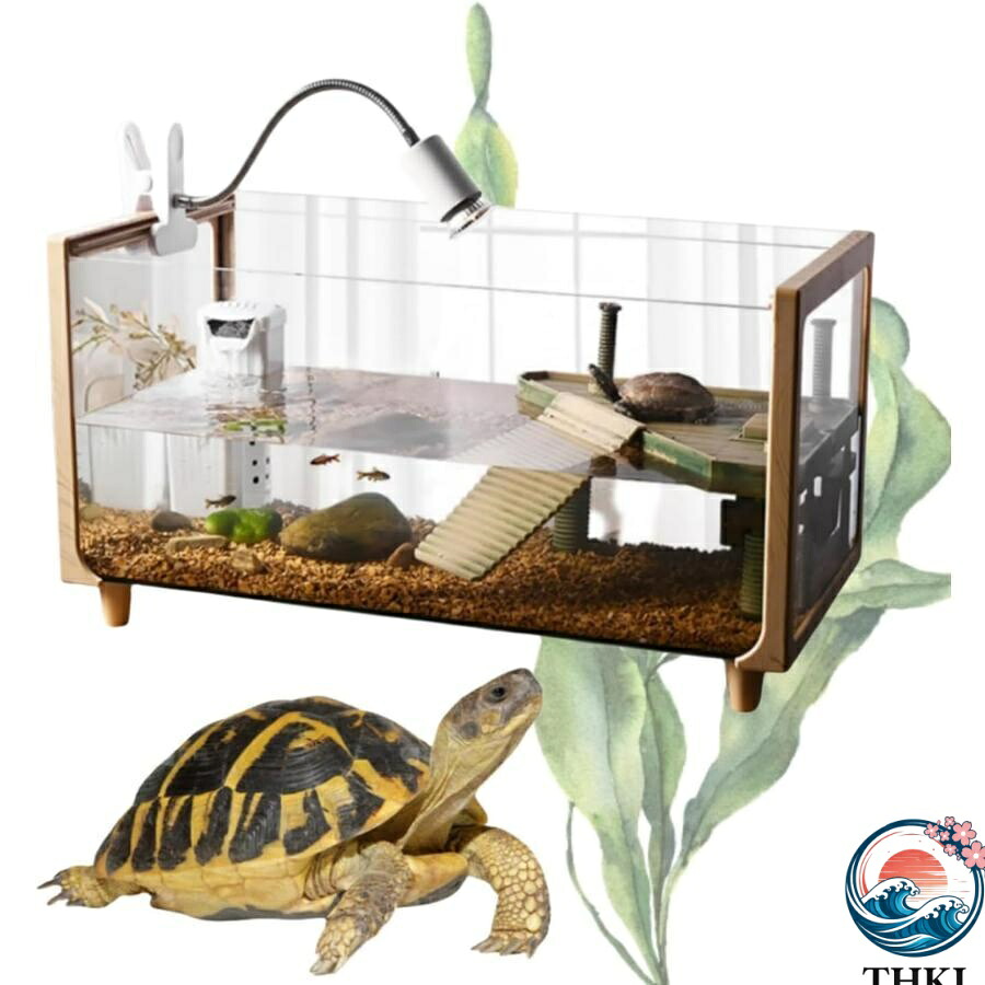 【全品2点で5%OFF】亀 水槽 大きい 透明 リクガメ ケージ カメの生息地 飼育箱 リクガメ ケージ 高精細ガラス 360° 完全表示爬虫類繁殖ボックス ガラス透明 ハダカカメ水槽＋テラ