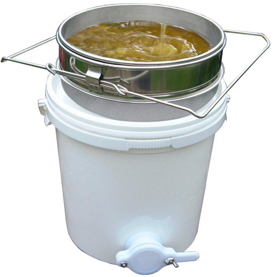 【全品2点で5%OFF】養蜂 器具 蜂蜜 こし器 ワックス はちみつ ろ過器 2重ステンレス ブラシ ふるい 園芸 20Lポリ 容器付き