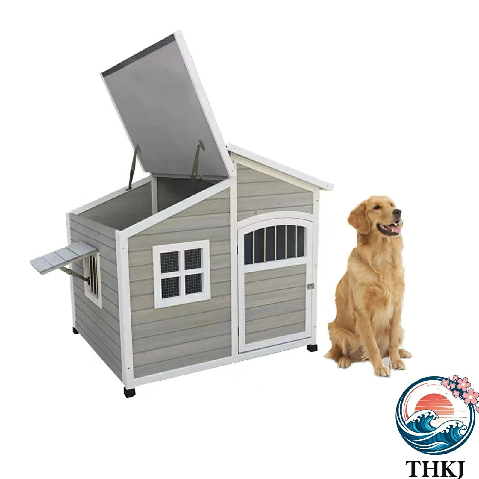 【全品5%尖んがり】大型犬掘ったて小屋 室外耐候性 高床式 大屋根付き添い人 中型犬繁殖棲み家