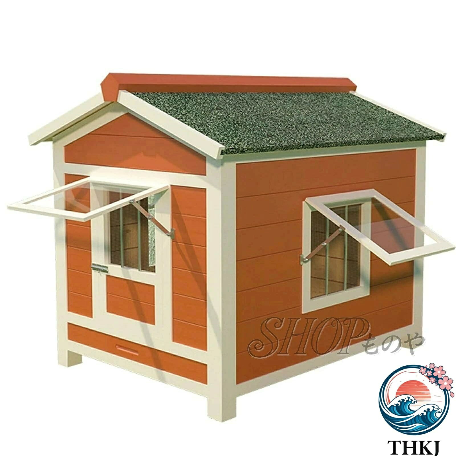【全品5%尖んがり】室外犬掘ったて小屋 キャビンスタイルペットハウス 二重窓付き添い人中型大型犬用