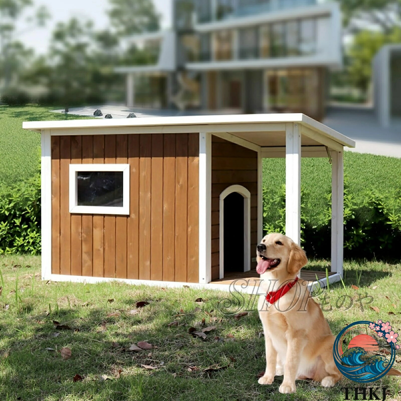 【全品5%尖んがり】醇乎たる用材製犬掘ったて小屋 アスファルト大屋根付き添い人 小型大型犬室外中庭用愛玩動物棲み家