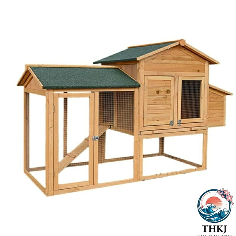 【全品5%ポイント】木製デザイン 大型 鶏小屋 屋外 ケージ マルチドア設計 雨よけキャノピー付き 収卵トレイ 組み立て簡単 防犯 ニワトリ 小屋 うさぎ 小動物 飼育 ケージ 庭 ガーデニング｜IROIROlab