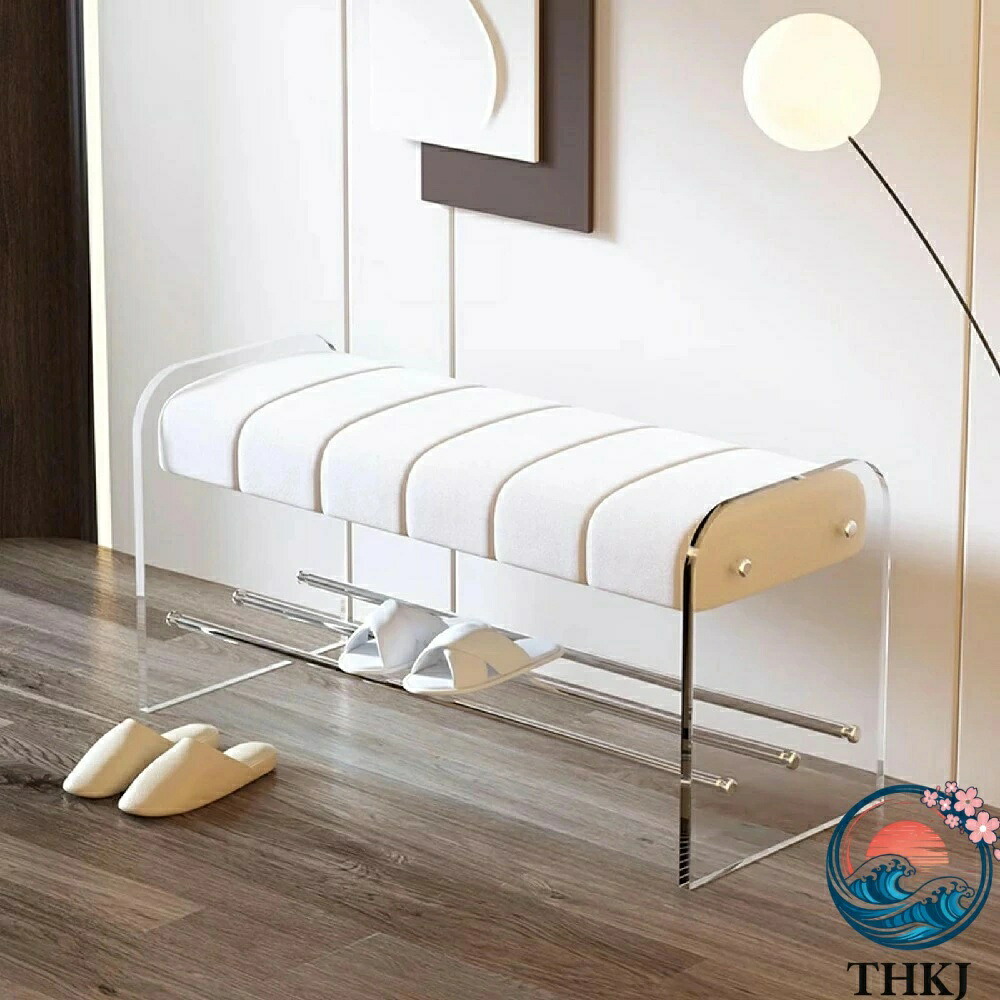【全品5%ポイント】玄関用椅子 玄関ベンチ 靴ベンチ アクリル素材靴ラックベンチ クッション付き靴交換スツール リビング寝室対応|IROIROlab