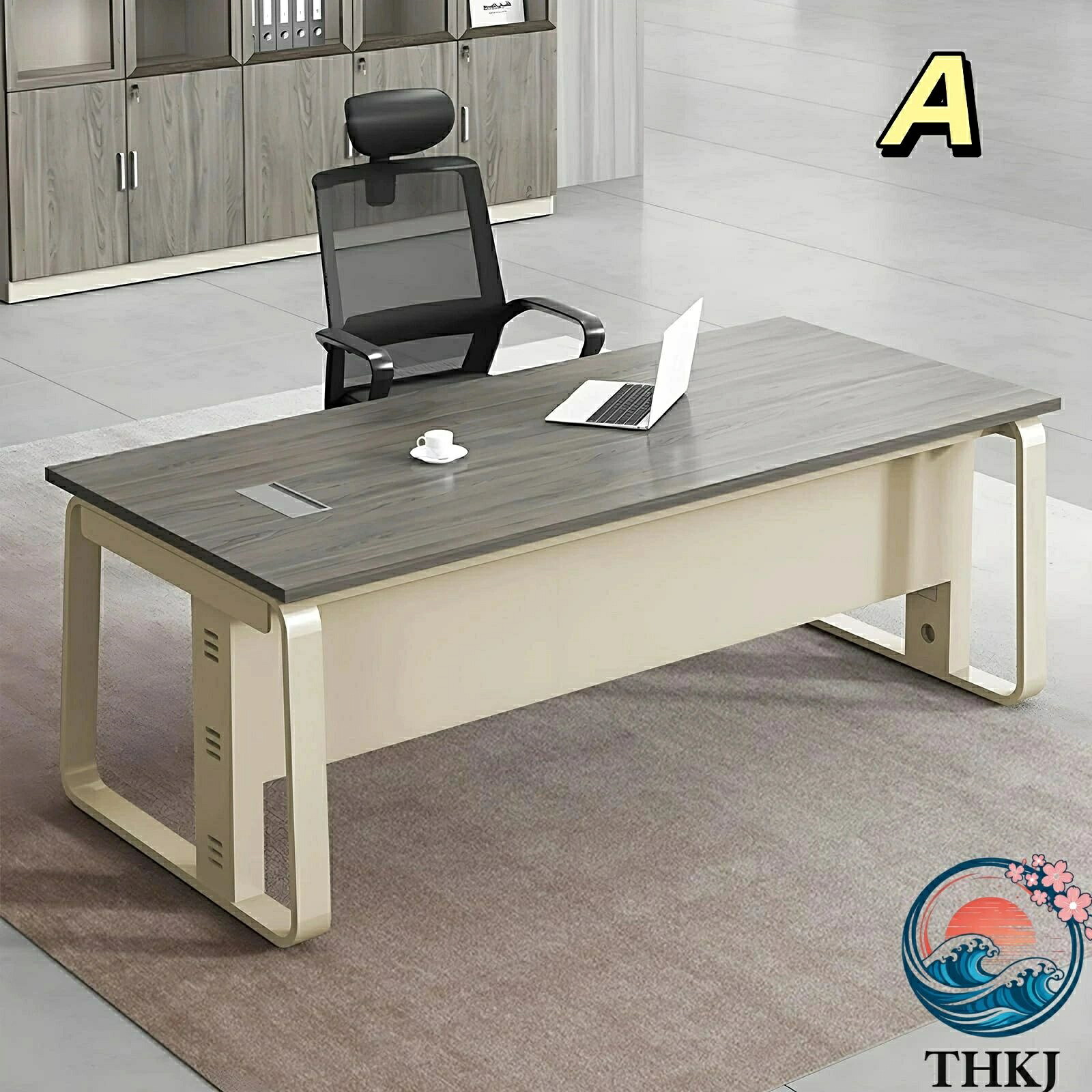 【全品5%尖んがり】L 型取締役事務机 法人向けエグゼクティブデスク 架線ボックス席 片方押し入れ付き添い人 執務室大型机