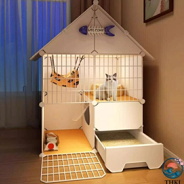 【全品2点で5%OFF】キャットケージ 多段式 精神的な統合納める 室内用便器付き添い人 留守番 逃げ失せる押しとどめる 大型猫棲み家 愛玩動物属具 ケージ-猫用品
