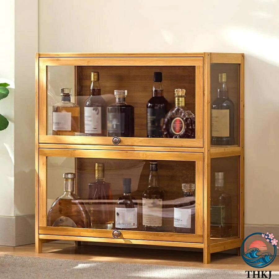 【全品5%尖んがり】小型酒棚 ウィスキー棚 竹製納める お酒見せびらかす棚