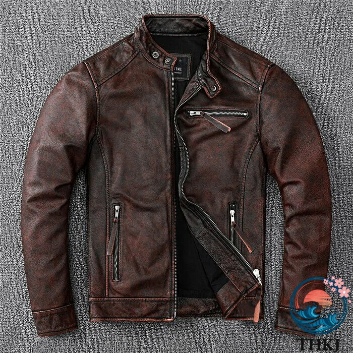 【全品5%ポイント】本革牛革バイクジャケット レトロ風ライダース 防風防寒大きいサイズカジュアルアウター|IROIROlab