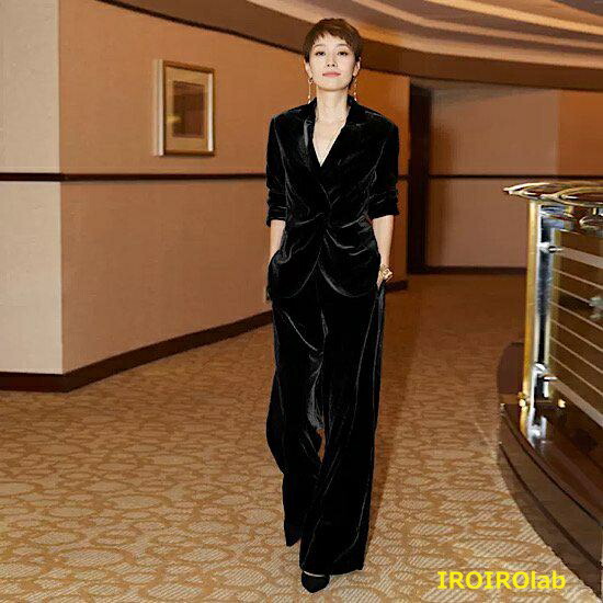 【全品5%尖んがり】天鵝絨 ロング 冬 2点仕掛ける 今めかしい 秋 広広としたズボン下 上下 レディース 上衣 ズボン下背広 好いたらしいめ ク 天鵞絨 長袖 実用性と使いや