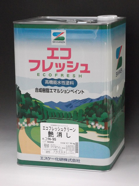 楽天市場 エコフレッシュクリーン 半艶 白 淡彩 16ｋｇ 1缶 エスケー化研 水性 ペンキ リフォーム 水性塗料 内装 Diy 模様替え 壁面 インテリア 内装壁面 1万円以上購入で 送料無料 色めき