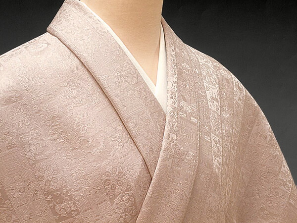 st-6828　正絹襦袢反物　生成り色　さや形地紋　未仕立て 長襦袢 反物 正絹の通販