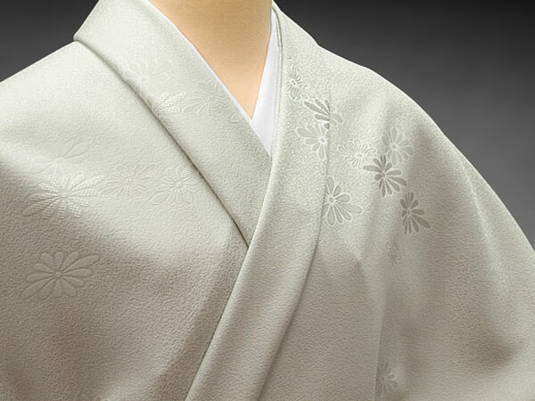 兎之拯＠プロフ必読 ページ色無地灰桜色ウロコ地模様 抜き紋代込み絹100% 兎之拯＠プロフ必読 ページ色無地灰桜色ウロコ地模様 抜き紋代込み絹