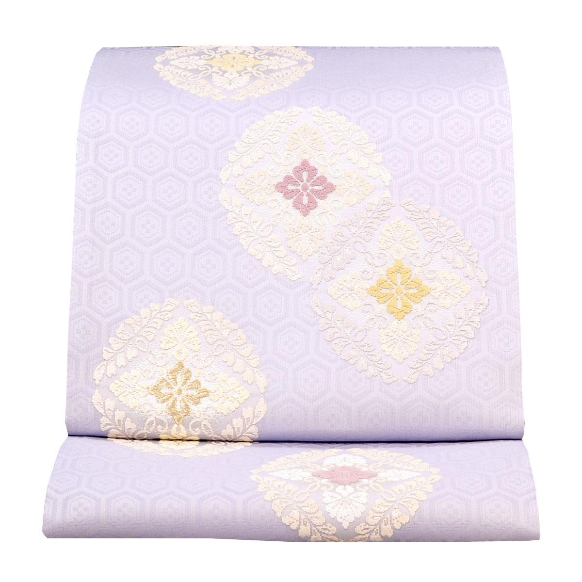 袋帯　河合美術織物謹製 曇取　七宝　焼金風　グレー地 楽天市場】【西陣河合美術織物 袋帯 雲取七宝文】袋帯 送料無料 日本製