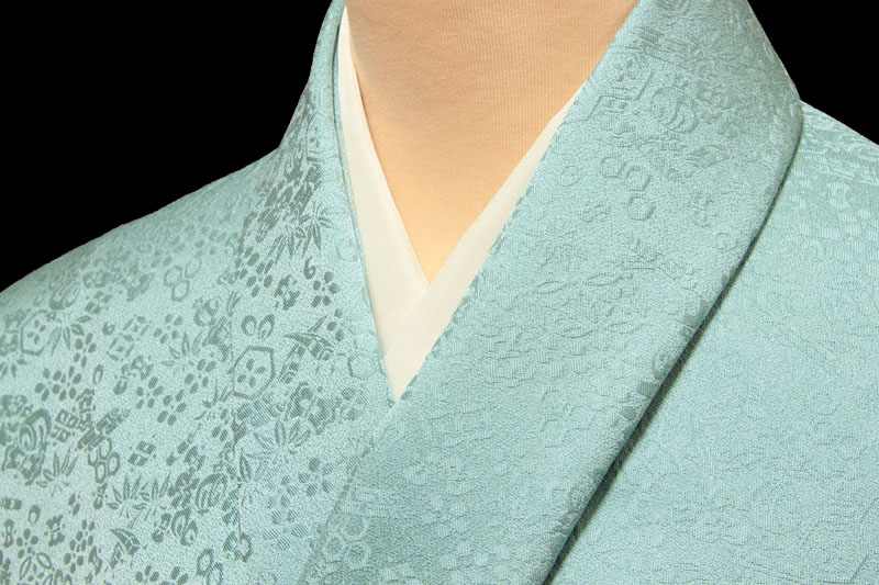 楽天市場】色無地 紋意匠 瑞雲海松菱文 勿忘草【反物1反・正絹胴裏1枚